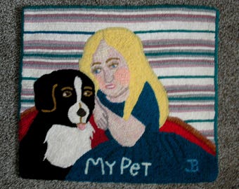 My Pet, Primitive Hand Hooked Rug