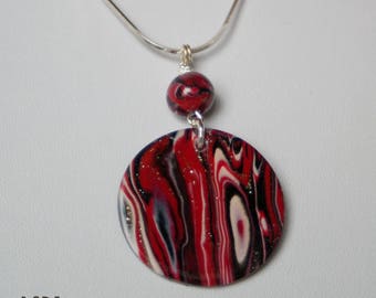 Red and black circle pendant necklace