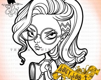 Digital Stamp -Lucy Loo Chibi Doll 'School look' -300 dpi JPEG/PNG files - SCHOOLLOOK0318