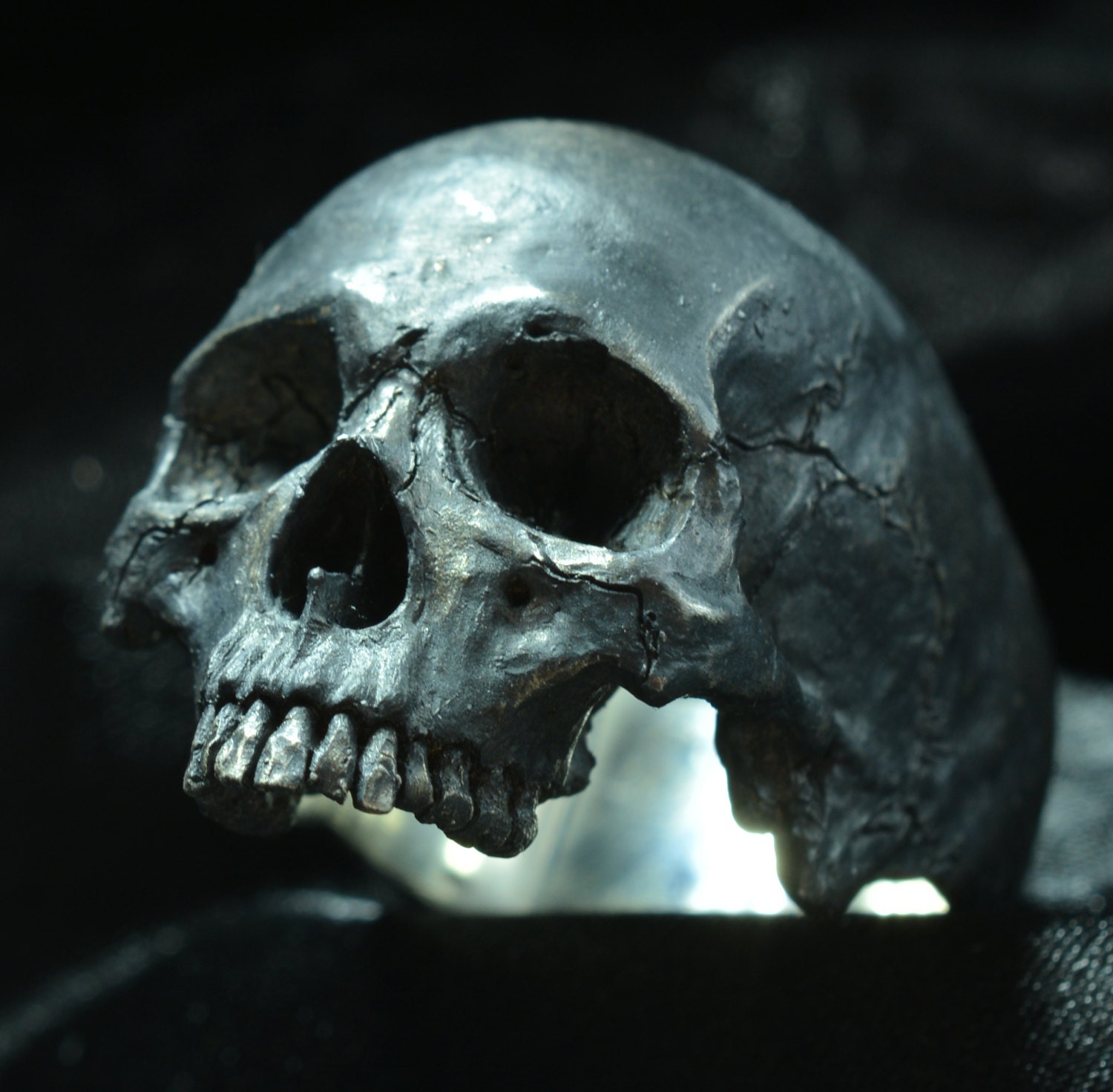 Skull Ring Into The Fire Jewelry Skull ring Large half jaw