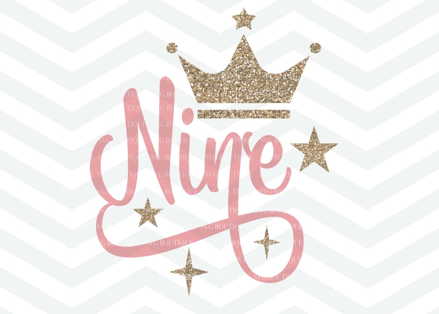 Download Nine SVG Nine Year Old Cut File Ninth Birthday Girl SVG