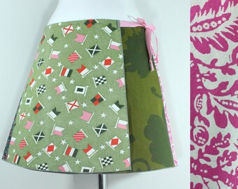 Vintage Upcycled Wrap Skirt- Pink Midi Summer Skirt- Patchwork Wrap Skirt- Vintage Repurposed Clothing- Mid Length Wrap- Summer Dress Skirt