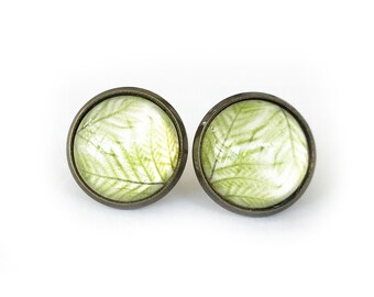 Fern Antique Brass Post Earrings