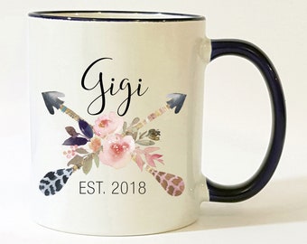 Gigi Est 2018 Mug / New Gigi Mug / Pregnancy Reveal Gift / Pregnancy Announce Mug / Pregnancy Reveal to Gigi / 11 or 15 oz