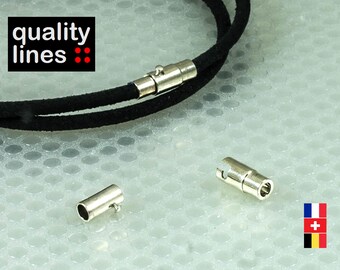Silver magnetic clasp for leather bracelet 3mm round