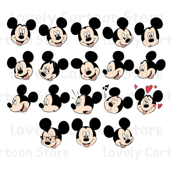 Mickey Mouse Emojis Svg Eps Dxf and Png formats 18 Emojis