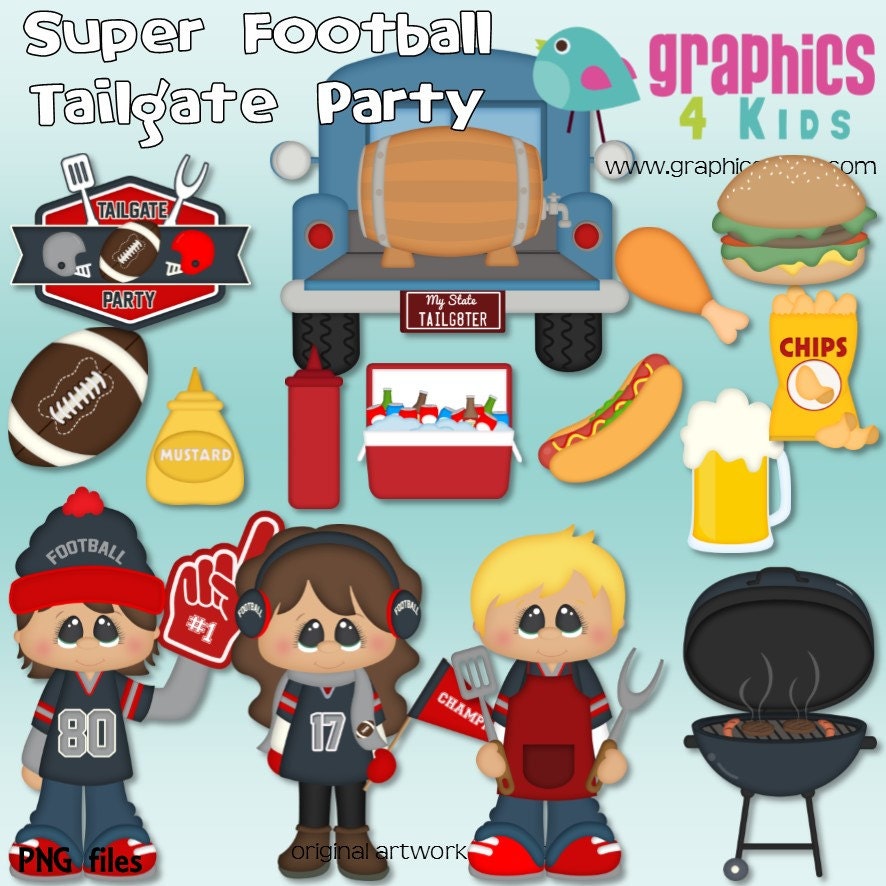 Super Football Tailgate Party Digital Clipart Clip art for