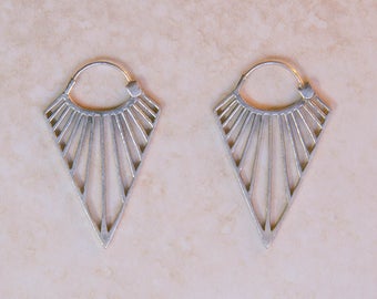 White brass diamond triangle earrings
