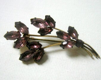 Czecho Brooch, Vintage Amethyst Rhinestone Floral Brooch, Fashion Jewelry, Brooch, Gift for Her