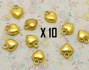 10 charms, love, gold metal