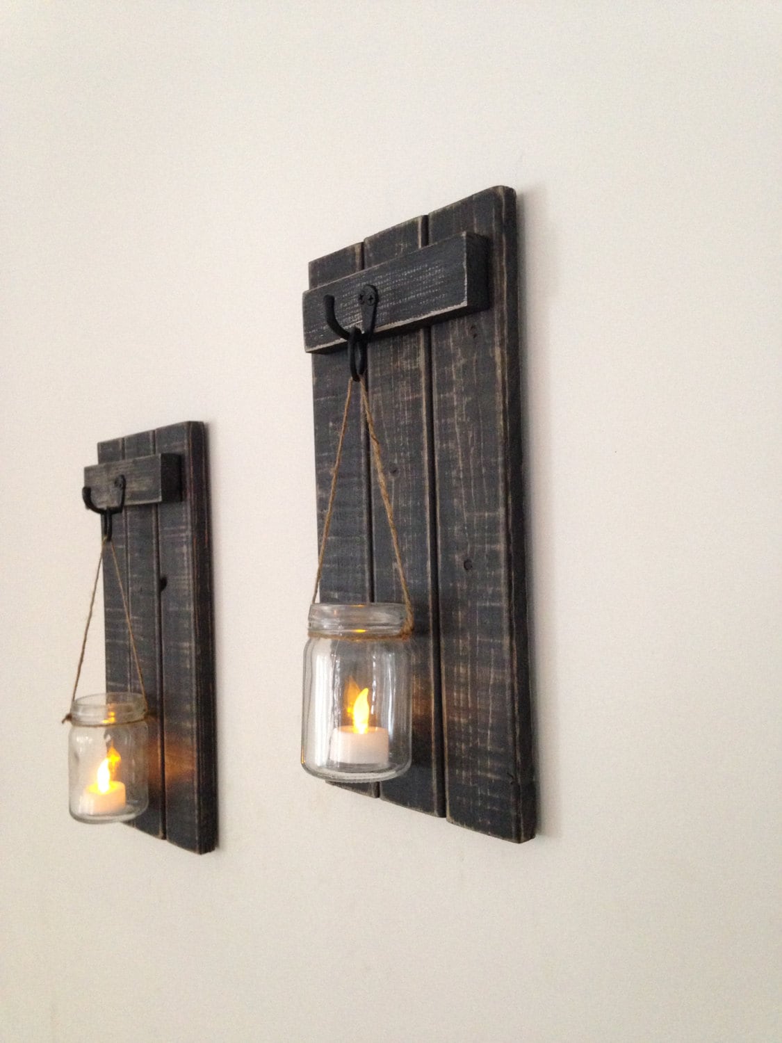 Rustic Wall Sconce Wooden Candle Holder Mason Jar Candle