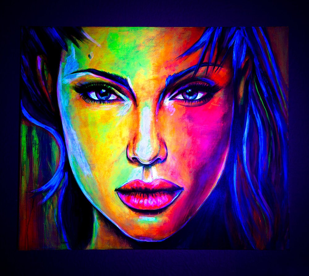 Art Portrait Painting Abstract UV Glow In The Dark Fluorescent Art Portrait Painting Abstract UV Glow In The Dark Fluorescent