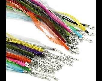 10 Organza & Ribbon Cord Necklaces - SALE