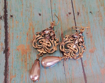 Gold and Taupe Earrings