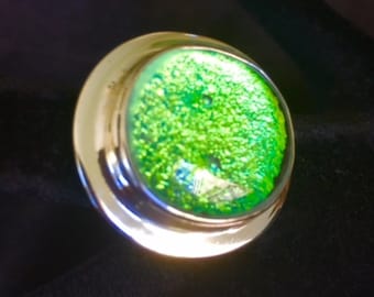 Dichroic Glass and Sterling Silver Ring