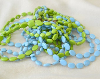 1960s Blue and Green Extra Long Multi Strand Necklace