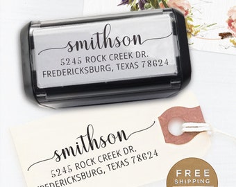 Custom Address Stamp, Custom Stamp, Self Inking Return Address Stamp, Wedding address stamp, Calligraphy Stamp, Personalized - Smithson
