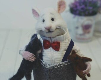Felting rat Rat in clothes Rat and cat Rat with fingers Rat toy Mouse in clothes Doll rat Doll mice Cute ratRat and bear Mouse with fingers