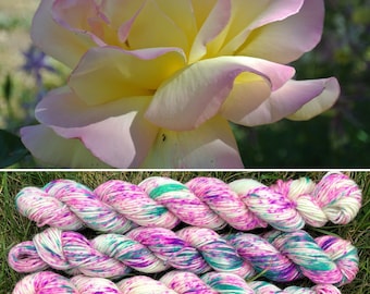 Spring Rose 20g Miniskein, speckled merino nylon sock yarn