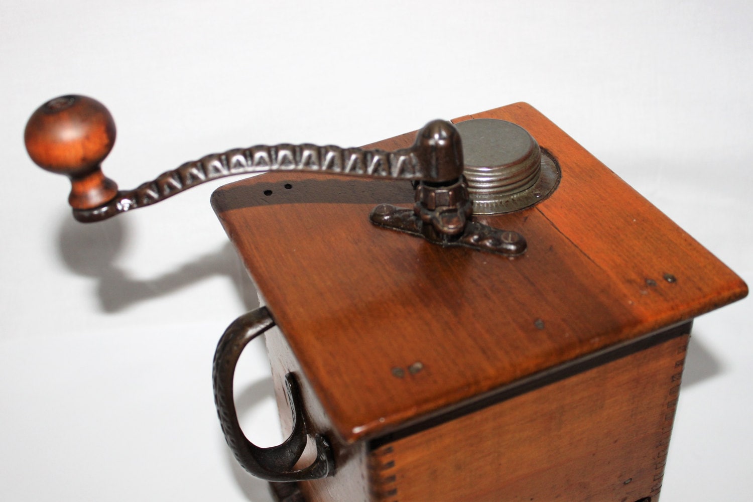 Antique 1905 Wooden Coffee Grinder, Coffee Mill