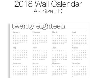 2018 Yearly Wall Calendar (A2 Size)