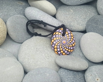 Mandala Necklace Pendant - Painted Rock - Hand-Painted Mandala Rock - Mandala Pendant - - Painted Stone - Chakra - Meditation