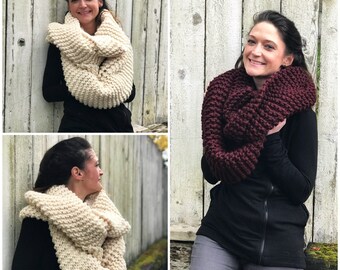 Chunky knit scarf, oversized knit scarf, knit scarf, winter scarf, infinity scarf