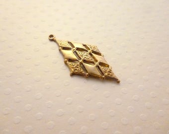 Diamond shaped brass gilded 33 x 16 mm