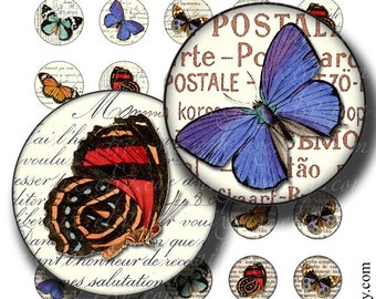butterflies circles 1 inch round images Printable Download Digital Collage Sheet diy jewelry pendant scrapbooking