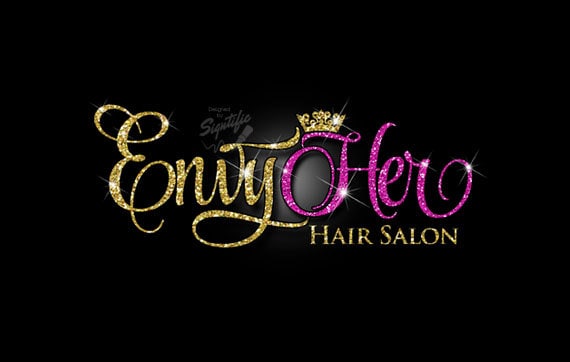  Glitter bling Hair Salon Logo Custom Hair Salon Glitter Gold