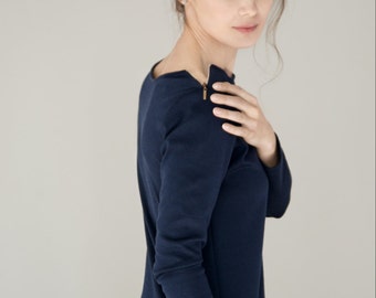 Office dress | Navy blue zipped dress | Pocket dress | LeMuse dress