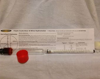 Fermentap Triple Scale Hydrometer Home Wine Making Beer Homebrew Brewing Supplies