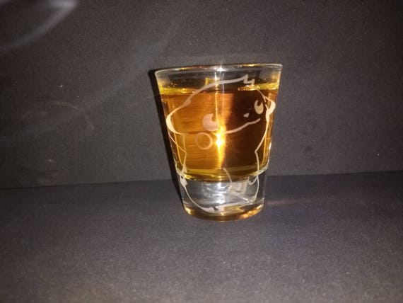 Pokemon Pikachu cute etched shot glass fan art