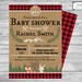 Lumberjack baby shower invitation, Rustic woodland baby shower invitation, animal baby shower invitaion, buffalo plaid baby shower invite