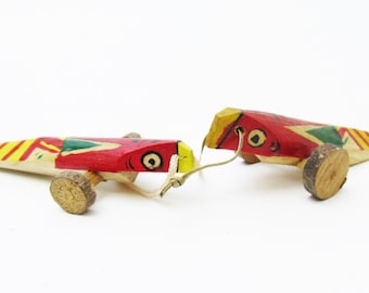 Pair small Kijiguruma.Vintage Japanese Folk Art.Local craft.#fa79.msjapan