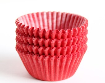 SALE: MINI Red Cupcake Liners, Mini Baking Cups, Red Holiday Cupcake Liners (60)