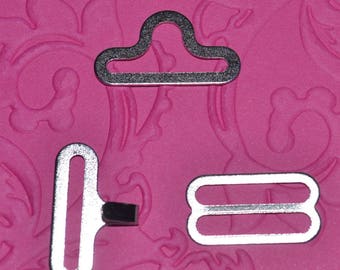 Adjustable Bow Tie Hardware Clips - 3/4" Black or Silver Metal - 10 Sets