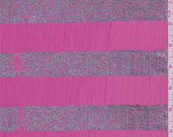 Raspberry Pink Stripe Crinkle Chiffon, Fabric By The Yard
