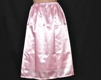 SLIP 4X - Long 36" length Double layered silky satin slip / petticoat, sissy baby pink, Sissy Lingerie
