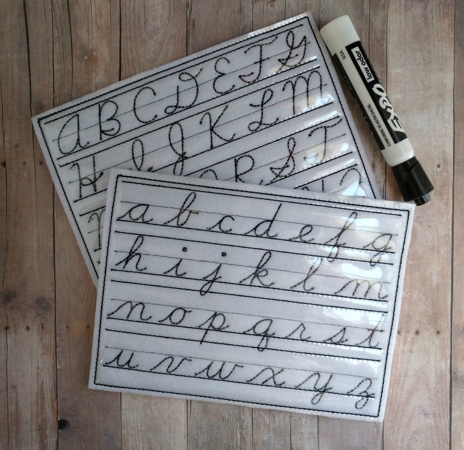 Dry Erase Cursive Writing Board Embroidered Acrylic Felt with