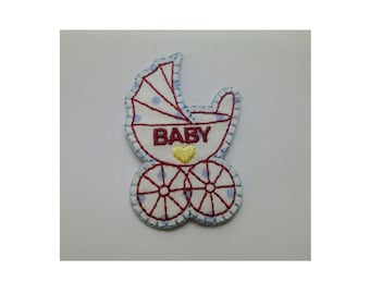 Baby Pram Iron On Applique, Baby Iron On Patch, Baby Patch, Kids Patch, Embroidered Patch (SW01)