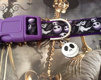 Nightmare Before Christmas NBC Inspired adjustable dog collar Jack Skellington charm LEASHES and key fob also Available