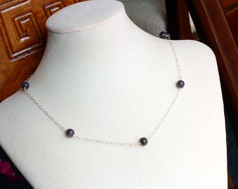 Blue Labradorite Necklace - Spectrolite Necklace - Sterling Silver Necklace - Handmade - Natural - Labradorite Jewelry