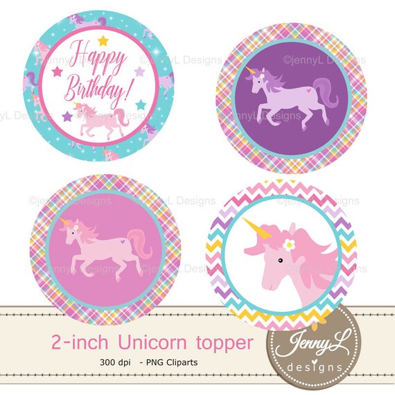 printable 2 inch unicorn cupcake topper 2 inch circle
