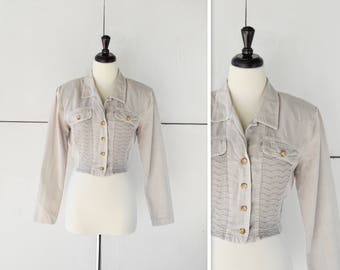 90s SMALL cropped tan jacket | vintage cropped jacket