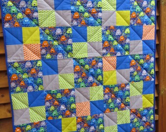 Modern Baby boy Quilt, Baby quilt, Crib Quilt, Handmade