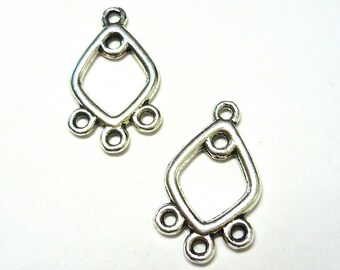 lot 2 connectors Silver 3 ring 19x12mm