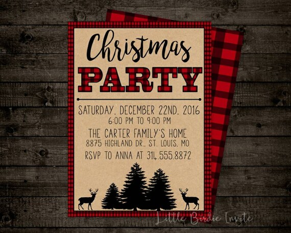 plaid christmas party invitation rustic christmas party christmas party invite cards