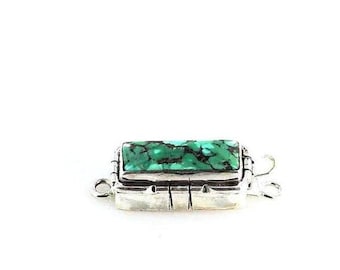 Turquoise Clasp Sterling Cushion Teal NewWorldGems