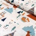 Fabric Chipmunks, Fox, rabbit, owls, squirrel, teepees, ecru background, 1/2 meter